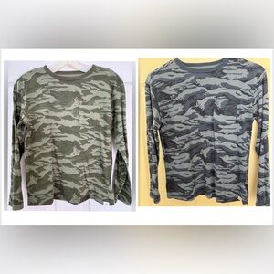 Two!  GAP Green and Gray Camouflage Long Sleeve Tee W/pocket